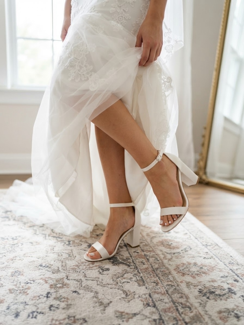 New in Box White Satin Sandals size 6